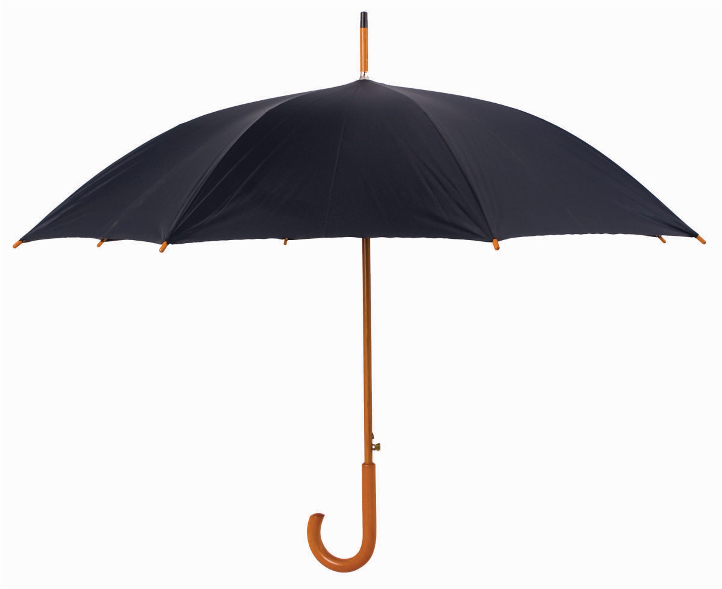 rain umbrella black with wooden hook
