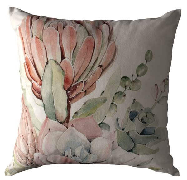 scatter cushion succulent botanical watercolour print